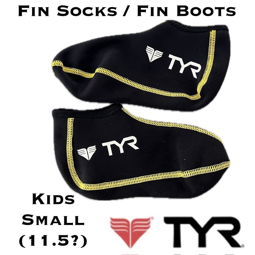 🤿Neoprene Fin Socks/Boots/Booties | Black+Yellow Stitching | Small/Kids 11.5?